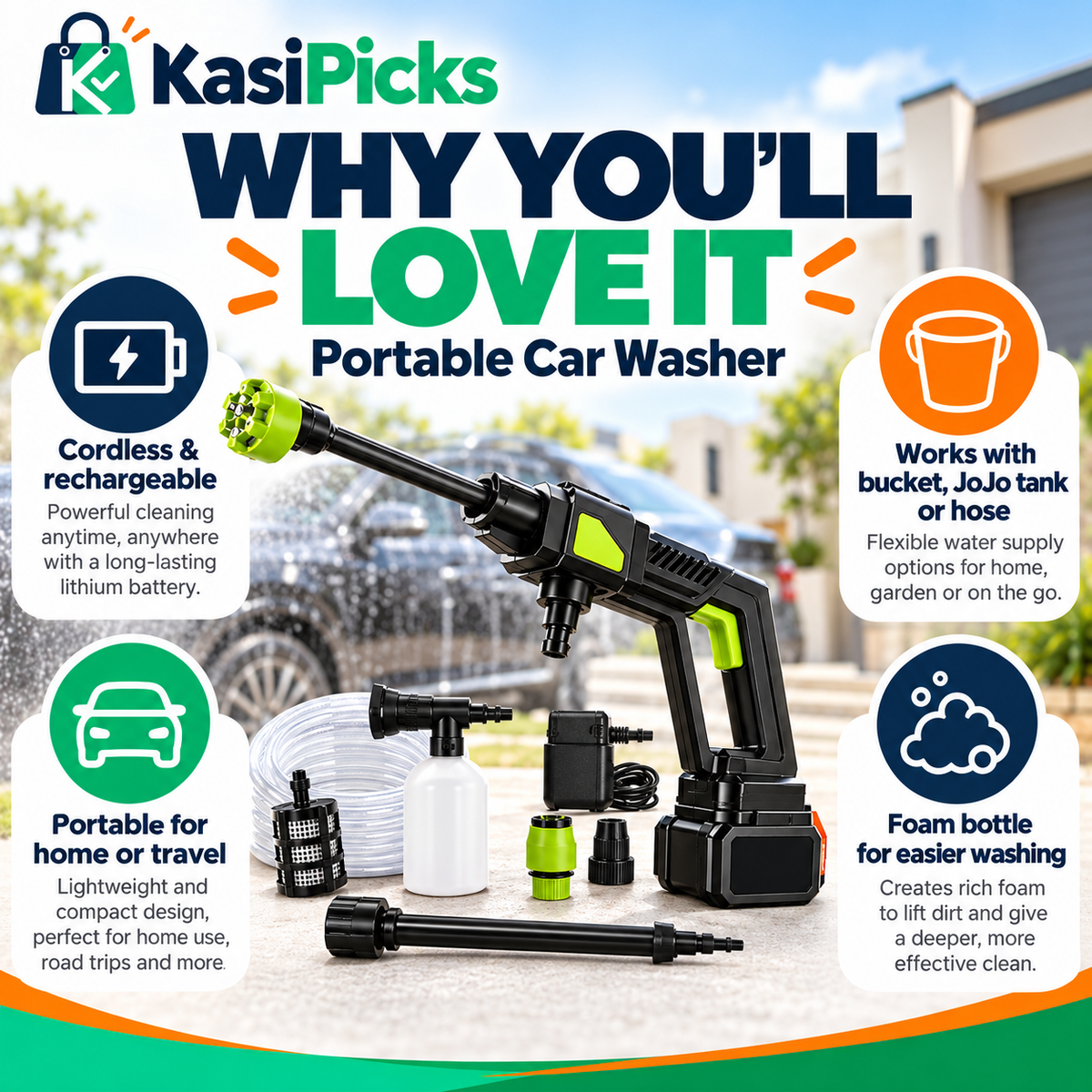 🛻 Portable Electric Car Washer!